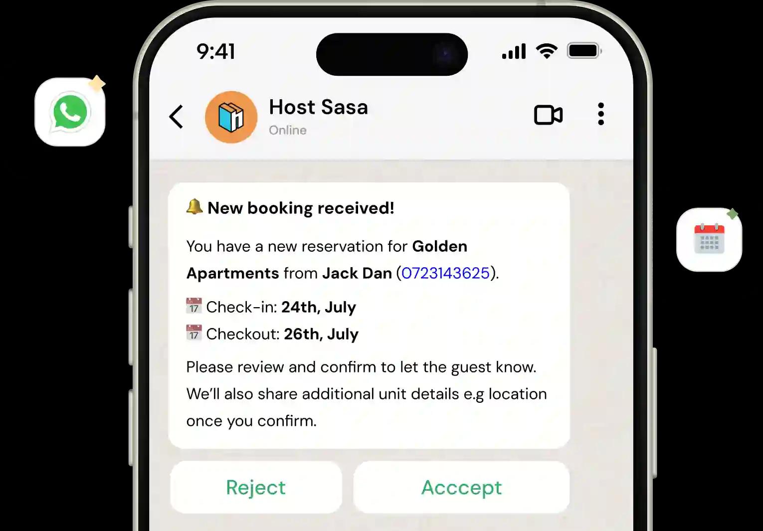 WhatsApp booking flow